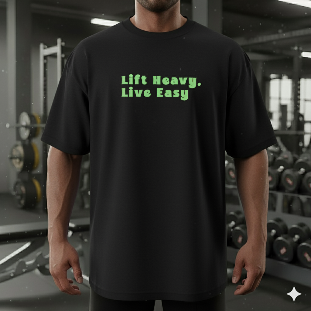 Lift Heavy, Live Easy Oversized T-Shirt